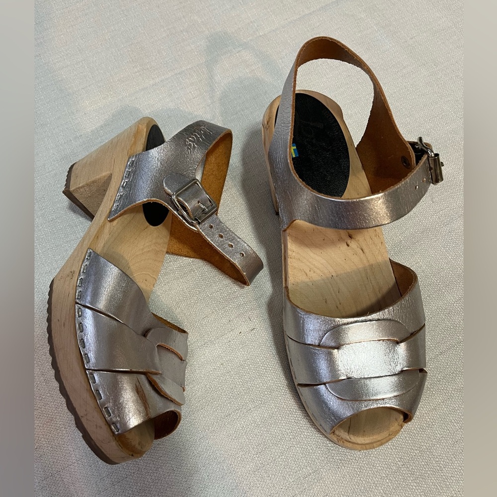 Lotta From Stockholm Silver Leather Mules